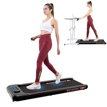 CITYSPORTS Under Desk Treadmill, Portable Walking Pad Treadmill, Remote & APP Control and LED Display,Adjustable Speed,Installation-Free,Treadmills for Home Office Aerobic Exercise(WP8 Black Red)