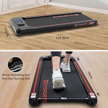 CITYSPORTS Under Desk Treadmill, Portable Walking Pad Treadmill, Remote & APP Control and LED Display,Adjustable Speed,Installation-Free,Treadmills for Home Office Aerobic Exercise(WP8 Black Red)