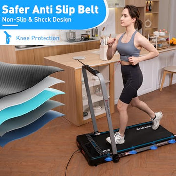 CITYSPORTS Folding Treadmill for Home,Under Desk Treadmill Portable Walking Pad,2HP Foldable Treadmill with App&Remote Control,Bluetooth Speaker,LED Display,Double Shock Absorption