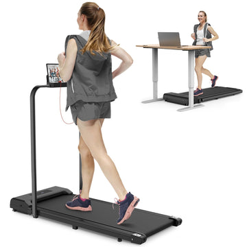 Jupgod Folding Treadmill, 2.5HP Under Desk Treadmill Adjustable Speeds 1-10km/h Walking Running Machine for Home Cardio Exercise (Black)