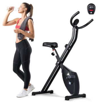 EVOLAND Exercise Bike, Fitness Bike with LCD Display and 8-Level Adjustable Magnetic Resistance, 265LBS Max Load for Home Trainer Use
