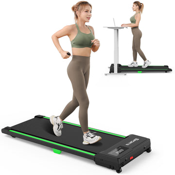 Dripex Walking Pad Treadmill for home, 2.5HP Under Desk Treadmill with 6 Shock-absorbing Cushions, Walking Running Machine with Remote Control and LED Display, Adjustable Speeds 1-6km/h, No Assembly